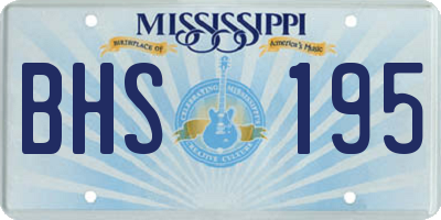 MS license plate BHS195