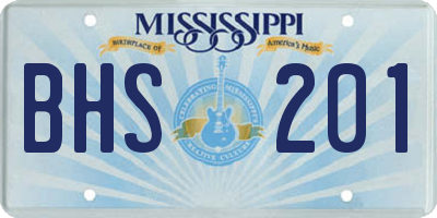 MS license plate BHS201