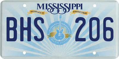 MS license plate BHS206