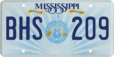 MS license plate BHS209
