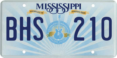 MS license plate BHS210