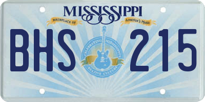 MS license plate BHS215