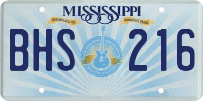 MS license plate BHS216
