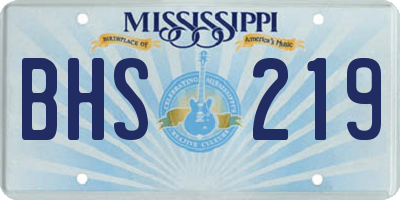 MS license plate BHS219