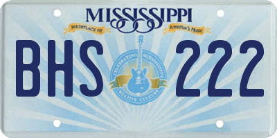 MS license plate BHS222