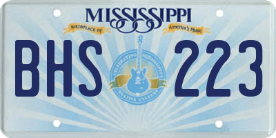 MS license plate BHS223