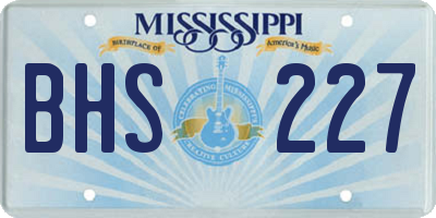 MS license plate BHS227