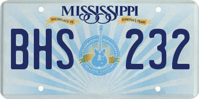 MS license plate BHS232
