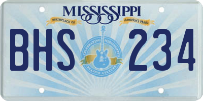 MS license plate BHS234