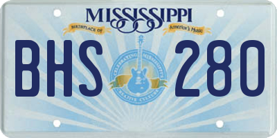 MS license plate BHS280