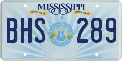 MS license plate BHS289