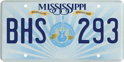 MS license plate BHS293