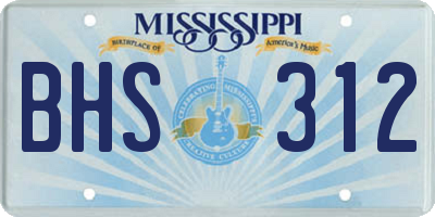 MS license plate BHS312