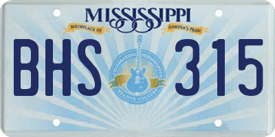 MS license plate BHS315