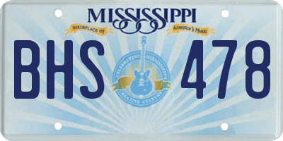 MS license plate BHS478