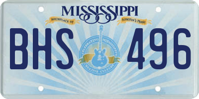 MS license plate BHS496