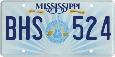 MS license plate BHS524