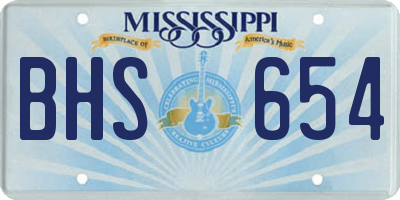 MS license plate BHS654
