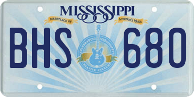 MS license plate BHS680