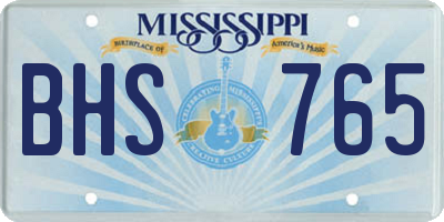 MS license plate BHS765