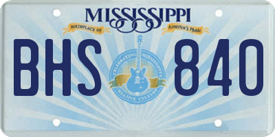 MS license plate BHS840