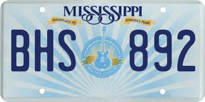 MS license plate BHS892