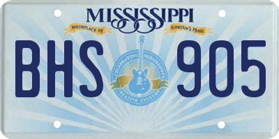 MS license plate BHS905