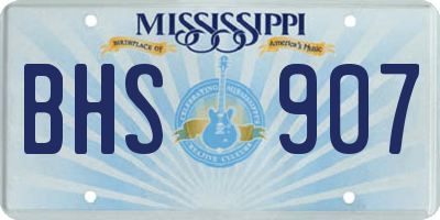 MS license plate BHS907