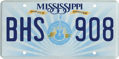MS license plate BHS908