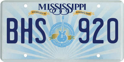 MS license plate BHS920