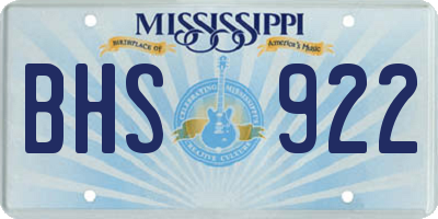 MS license plate BHS922