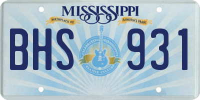 MS license plate BHS931