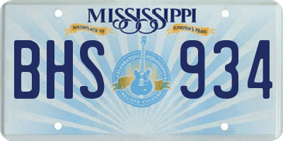 MS license plate BHS934