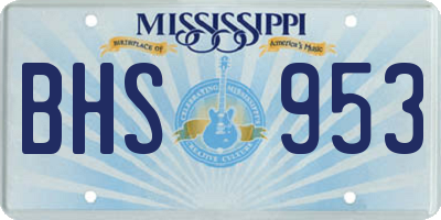 MS license plate BHS953