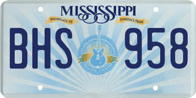 MS license plate BHS958