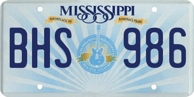 MS license plate BHS986