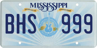 MS license plate BHS999