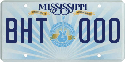 MS license plate BHT000