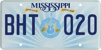 MS license plate BHT020