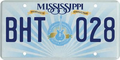 MS license plate BHT028