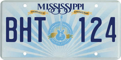MS license plate BHT124