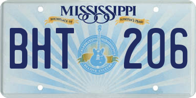 MS license plate BHT206