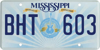 MS license plate BHT603