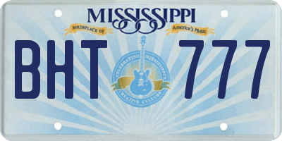 MS license plate BHT777