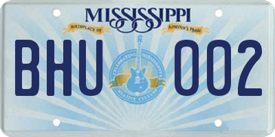 MS license plate BHU002