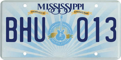 MS license plate BHU013