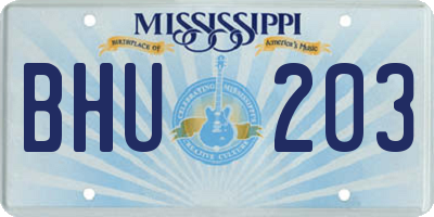 MS license plate BHU203