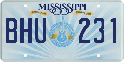 MS license plate BHU231