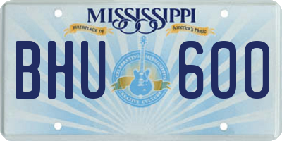 MS license plate BHU600