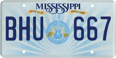 MS license plate BHU667